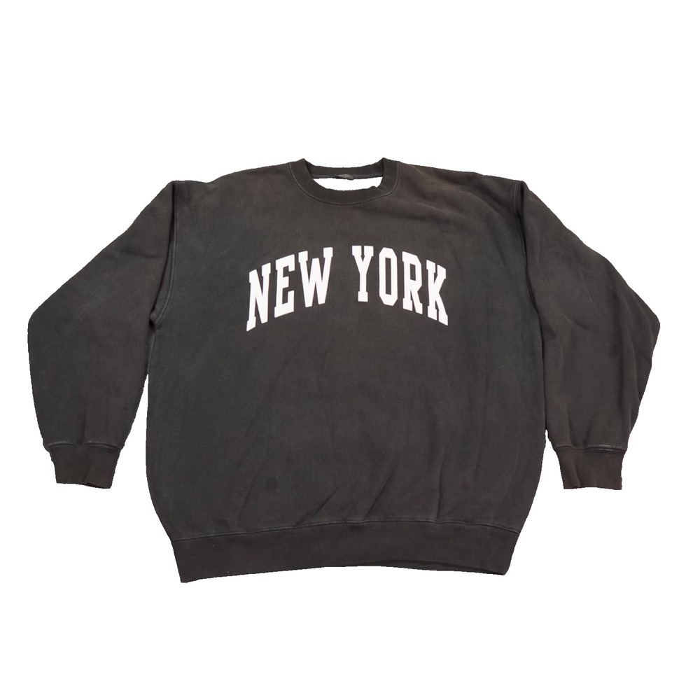 J Galt New York Sweatshirt Mens Black‎ Pullover Fleece Oversized Heavyweight